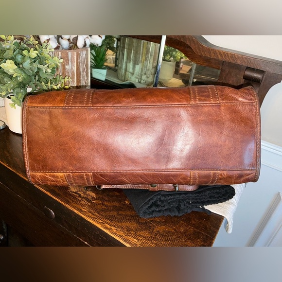 Frye Melissa Leather Satchel Crossbody Bag Cognac Brown Retail $388 - Picture 5 of 12